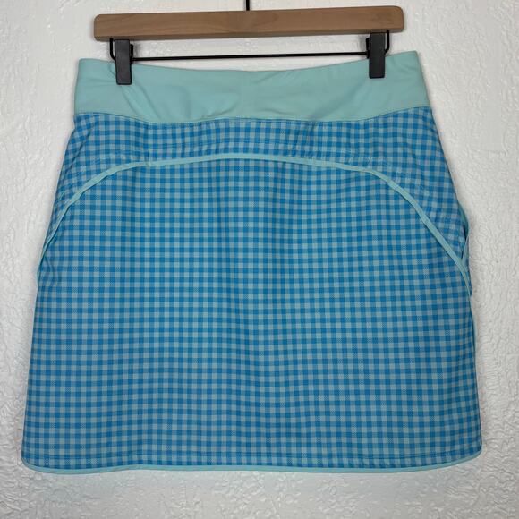Lands' End Women's Blue Gingham Quick Dry Active Swim Skort Size 10 - Picture 3 of 4